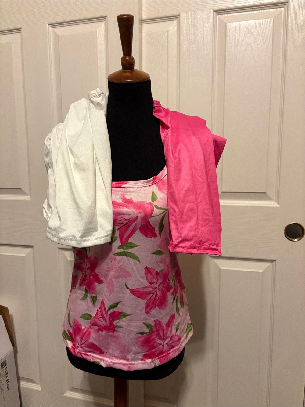3 Pink Floral & Solid Pink Tank Top Bundle with White Crop